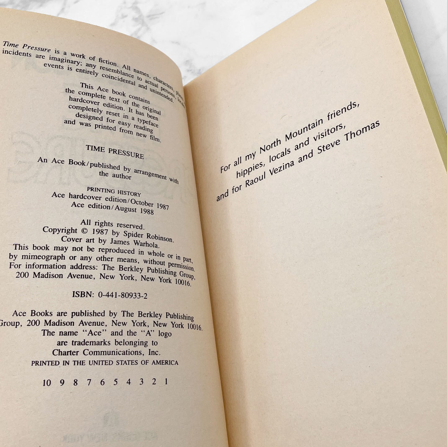 Time Pressure by Spider Robinson [FIRST PAPERBACK PRINTING] 1988 • Ace Science Fiction