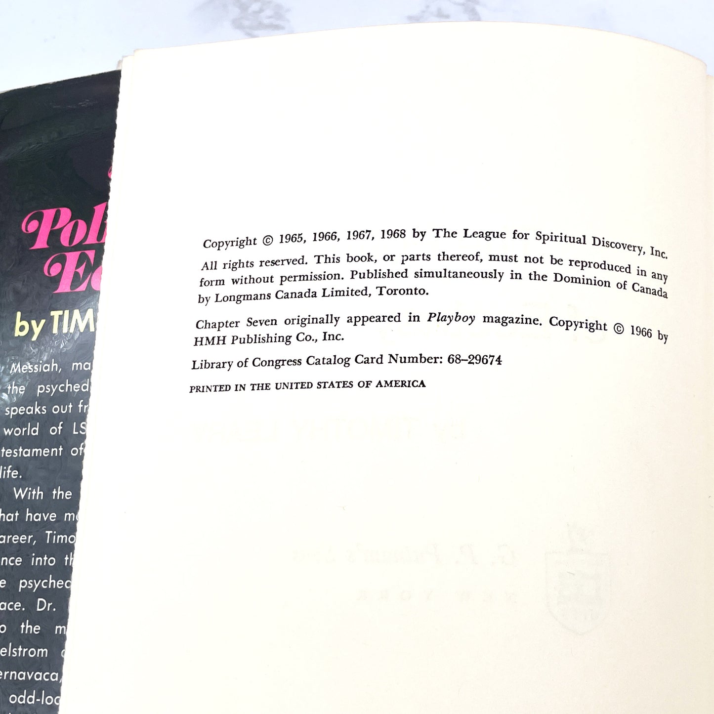The Politics of Ecstasy by Timothy Leary [FIRST EDITION • FIRST PRINTING] 1968 • G.P. Putnam's Sons