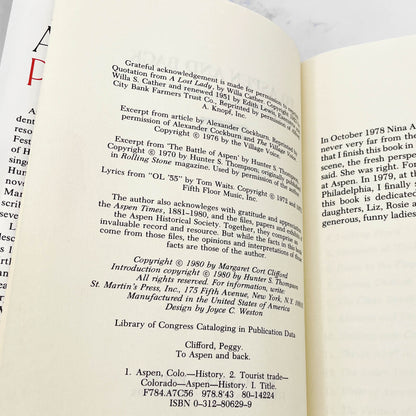 To Aspen and Back: An American Journey by Peggy Clifford w. Intro by Hunter S. Thompson [FIRST EDITION • FIRST PRINTING] 1980 • St. Martin's Press