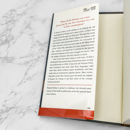 To Kill a Mockingbird by Harper Lee [40th ANNIVERSARY HARDCOVER] 1999 • Harper Collins