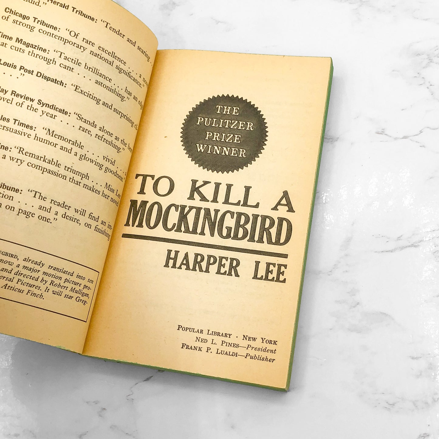 To Kill a Mockingbird by Harper Lee [FIRST PAPERBACK PRINTING] 1962 • Popular Library
