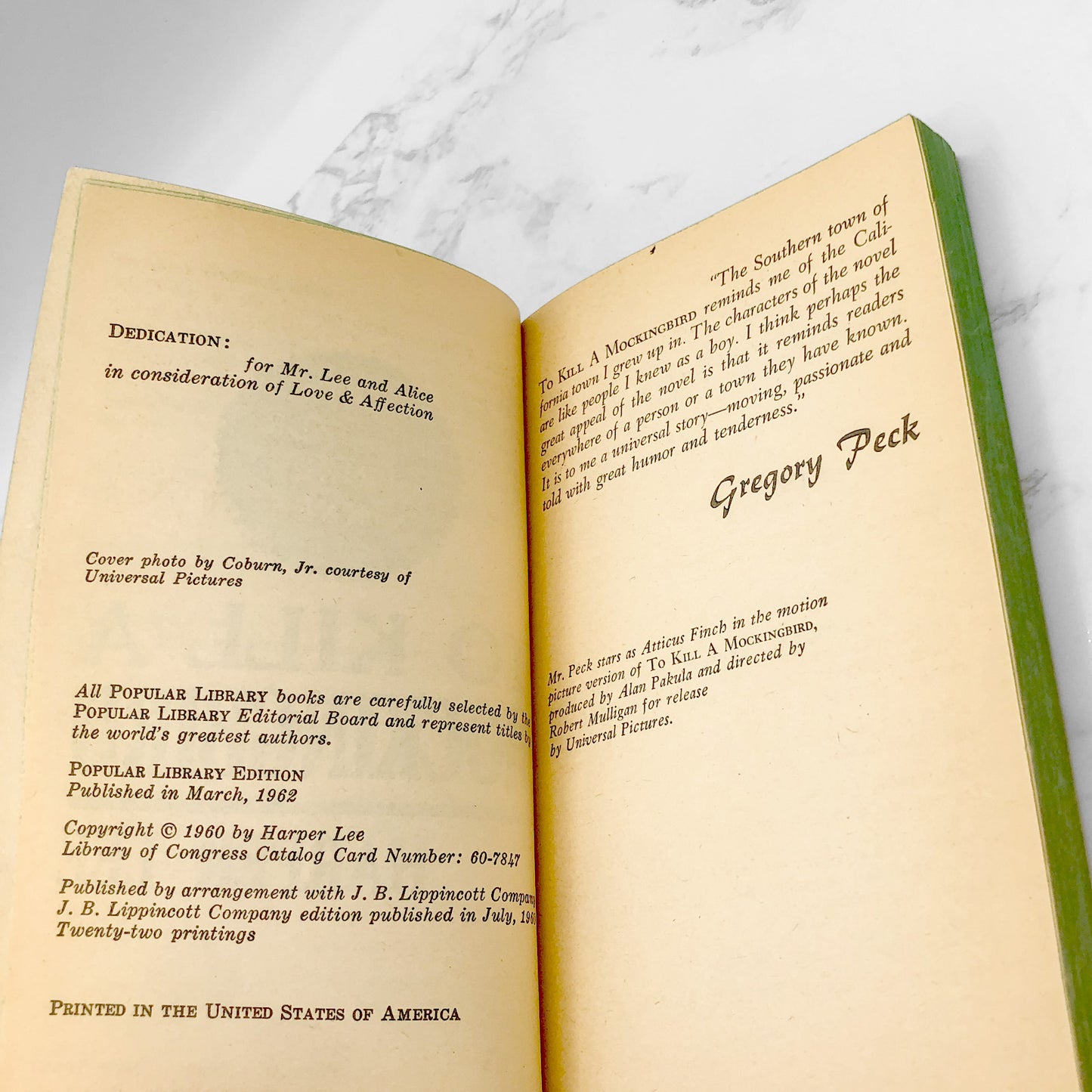 To Kill a Mockingbird by Harper Lee [FIRST PAPERBACK PRINTING] 1962 • Popular Library