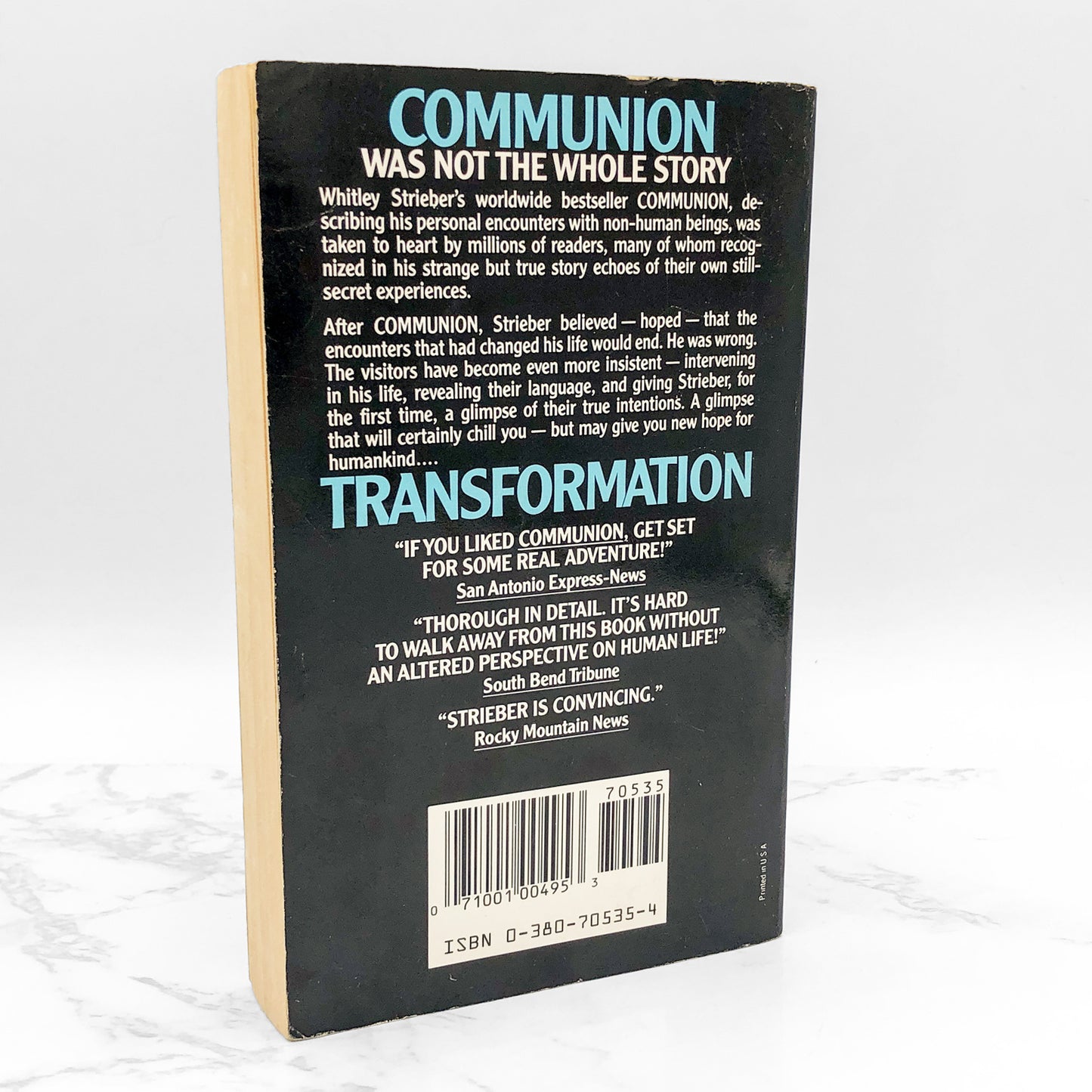 Transformation: The Breakthrough by Whitley Strieber [FIRST PAPERBACK PRINTING] 1989 • Avon