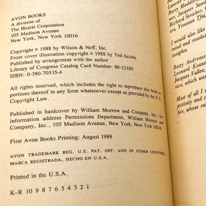 Transformation: The Breakthrough by Whitley Strieber [FIRST PAPERBACK PRINTING] 1989 • Avon