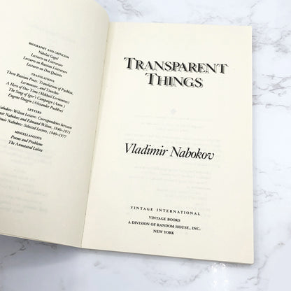 Transparent Things by Vladimir Nabokov [TRADE PAPERBACK] 1989 • Vintage Intl • Rare Cover!