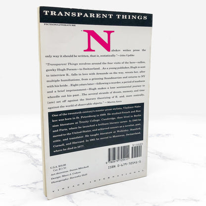 Transparent Things by Vladimir Nabokov [TRADE PAPERBACK] 1989 • Vintage Intl • Rare Cover!