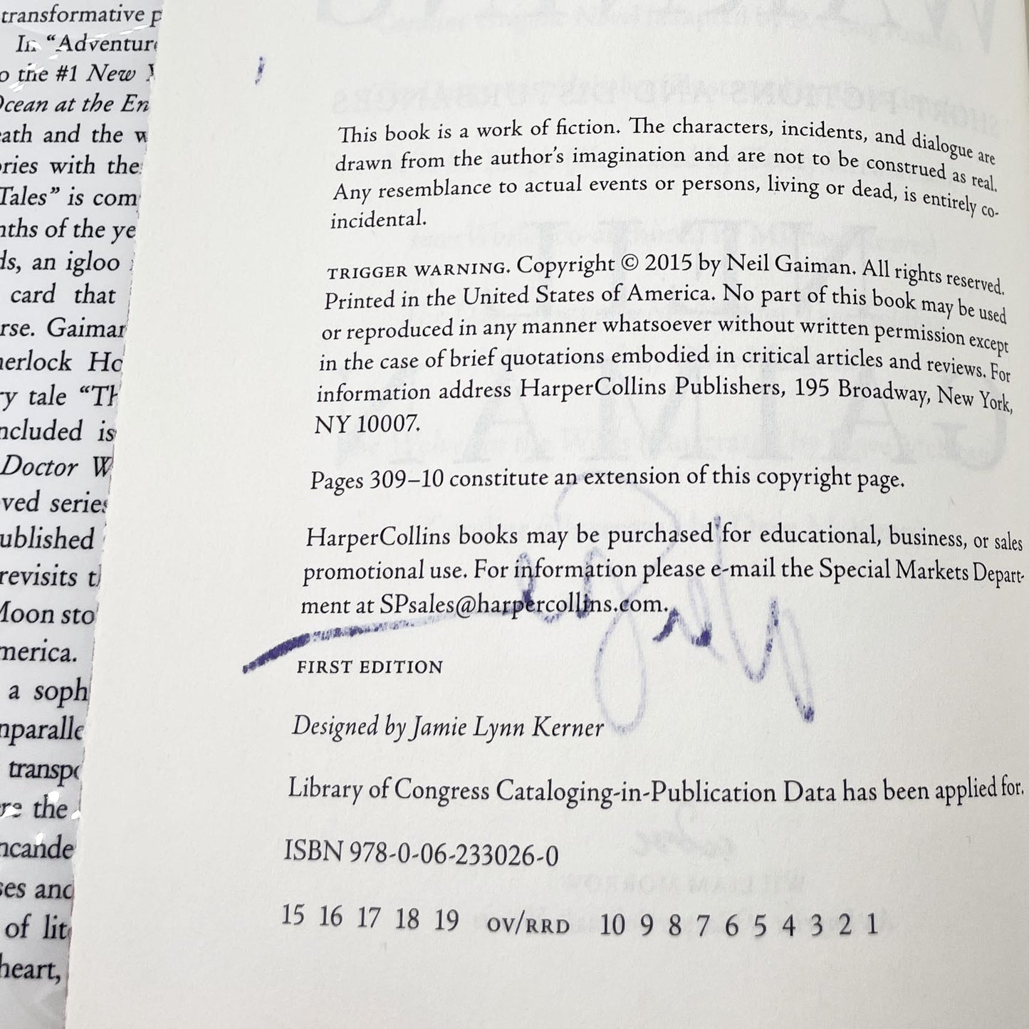 Trigger Warning: Short Fictions and Disturbances by Neil Gaiman SIGNED! [FIRST EDITION • FIRST PRINTING] 2015