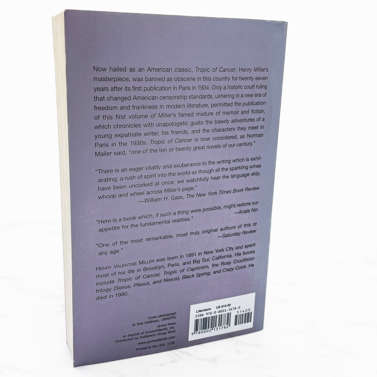 Tropic of Cancer by Henry Miller [TRADE PAPERBACK] 1999 • Grove Press