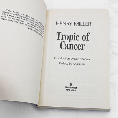 Tropic of Cancer by Henry Miller [TRADE PAPERBACK] 1999 • Grove Press
