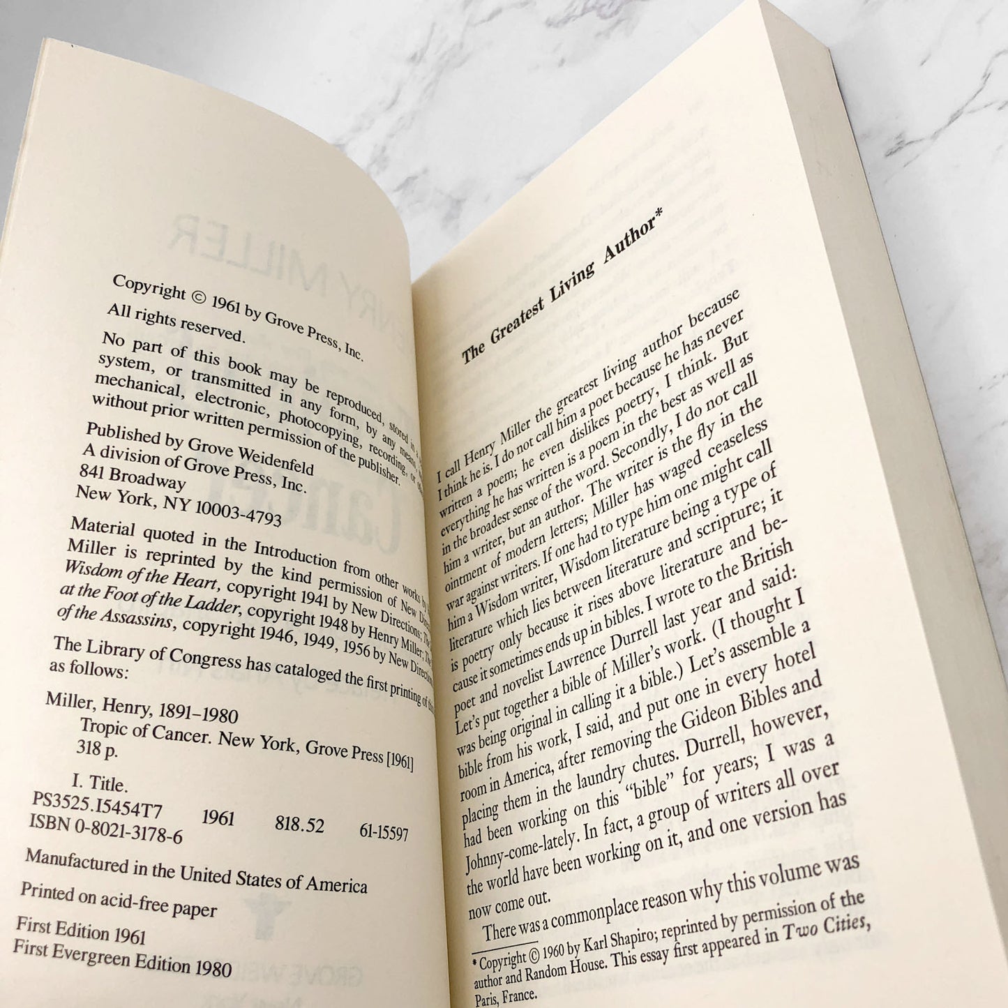 Tropic of Cancer by Henry Miller [TRADE PAPERBACK] 1980 • Grove Weidenfeld