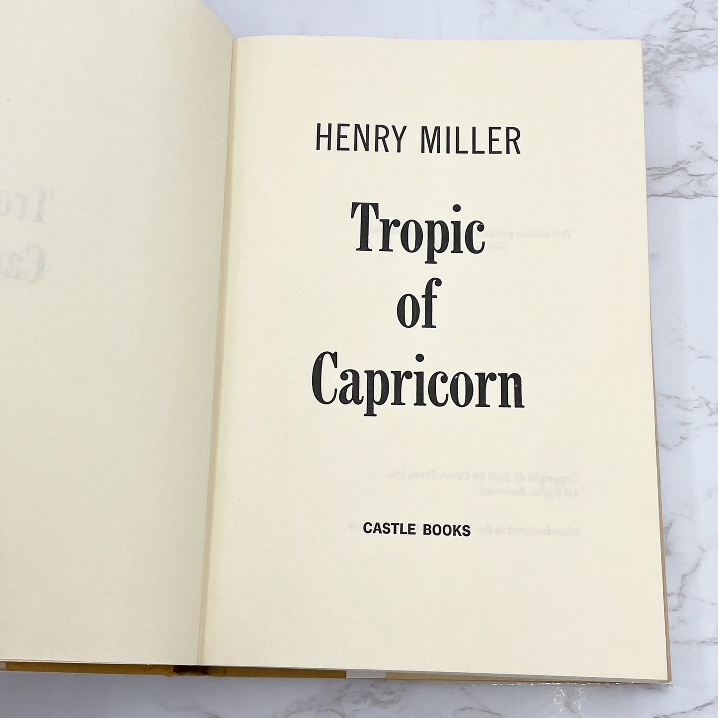 Tropic of Capricorn by Henry Miller [HARDCOVER RE-PRINT] 1961 • Castle Books