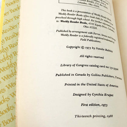 Tuck Everlasting by Natalie Babbitt [1988 HARDCOVER] BCE • Weekly Reader