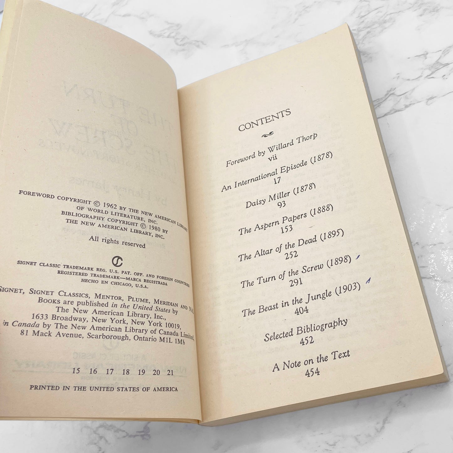 The Turn of the Screw & Other Short Novels by Henry James [1980 PAPERBACK] • Signet