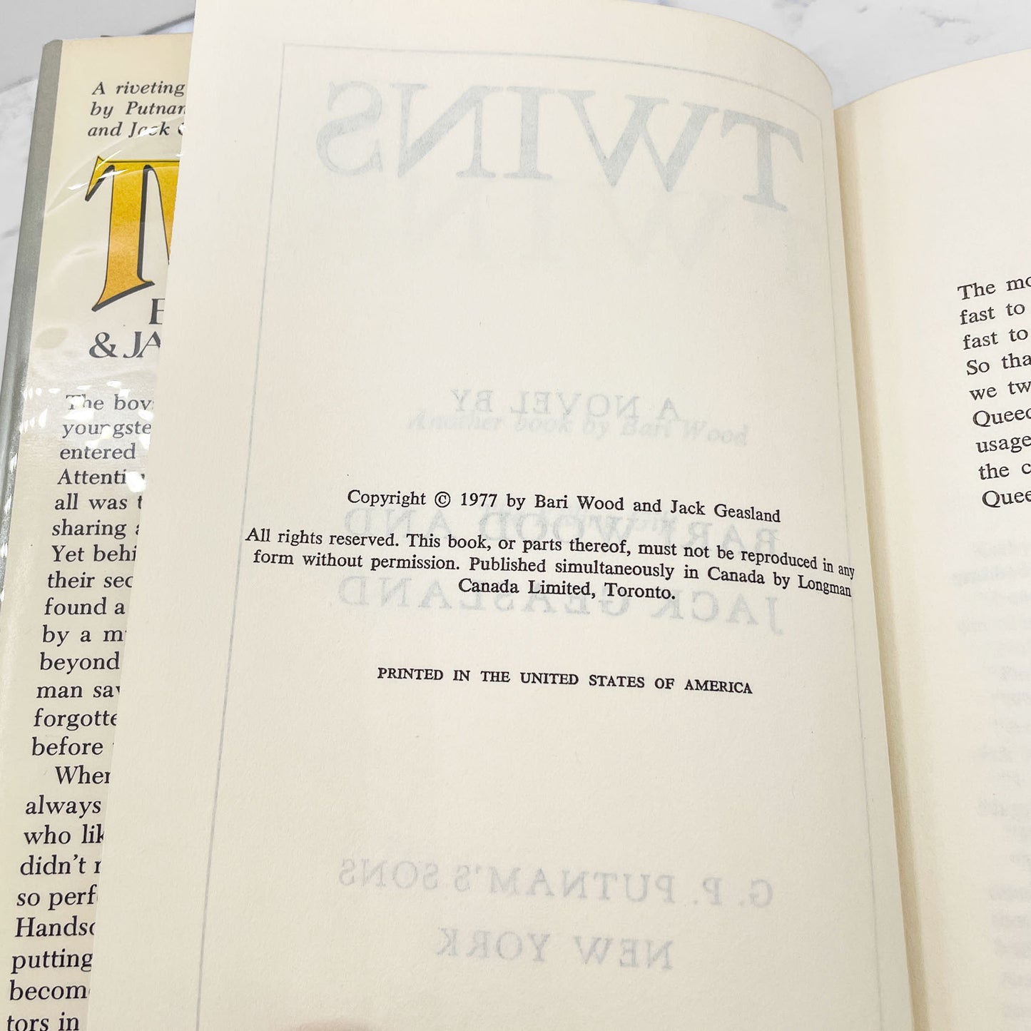 Twins by Bari Wood & Jack Geasland [1977 HARDCOVER] • BCE • G.P. Putnam's Sons