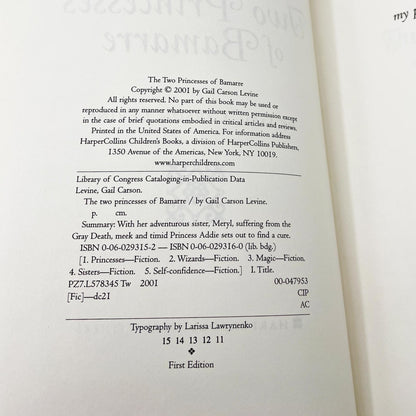 The Two Princesses of Bamarre by Gail Carson Levine [FIRST EDITION] 2001 • Harper Collins