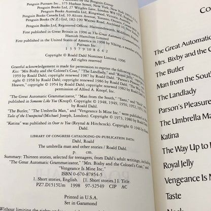 The Umbrella Man & Other Stories by Roald Dahl [U.S. FIRST EDITION • FIRST PRINTING] 1998 • Viking