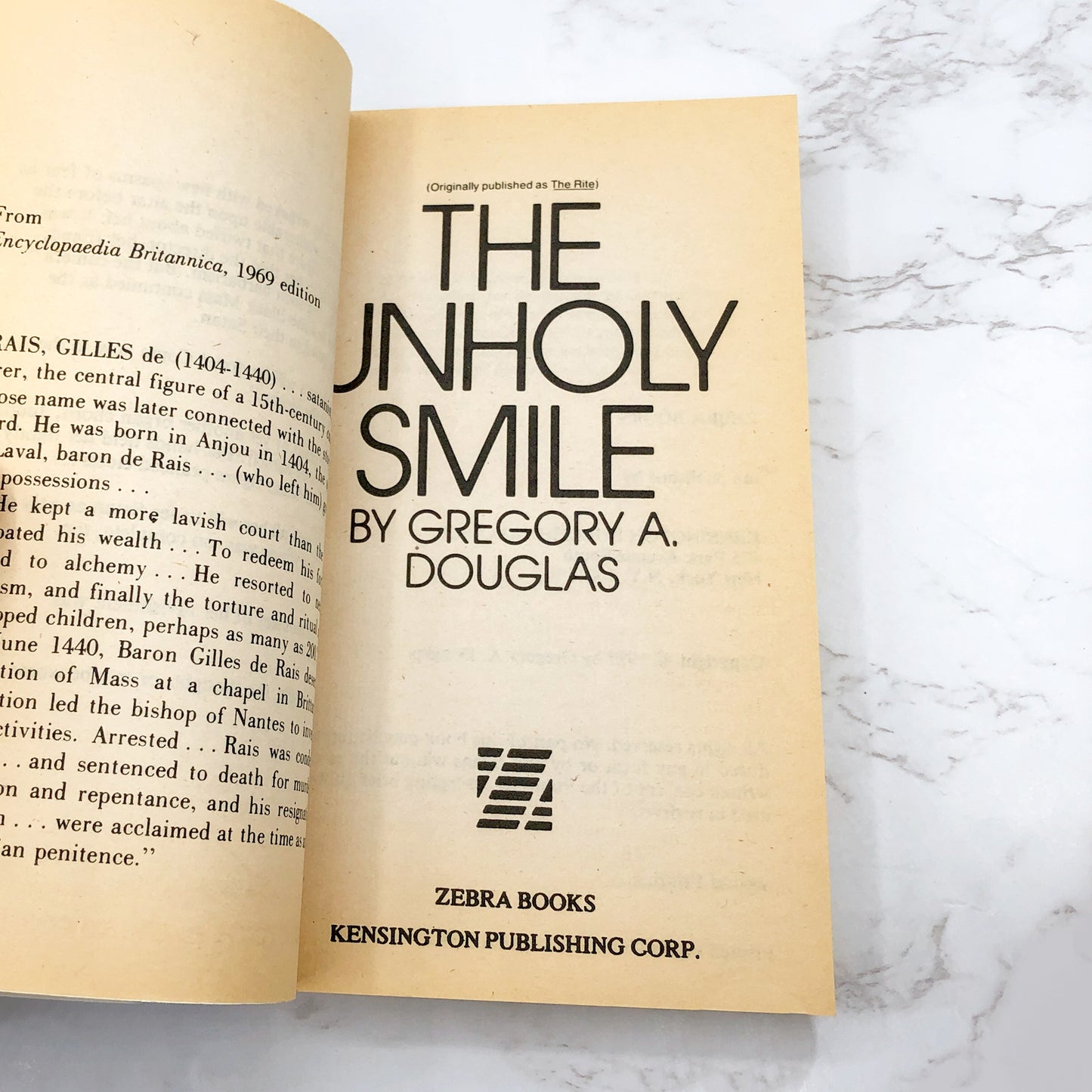 The Unholy Smile by Gregory A. Douglas [FIRST EDITION PAPERBACK] 1979 • Zebra Horror • Mint!