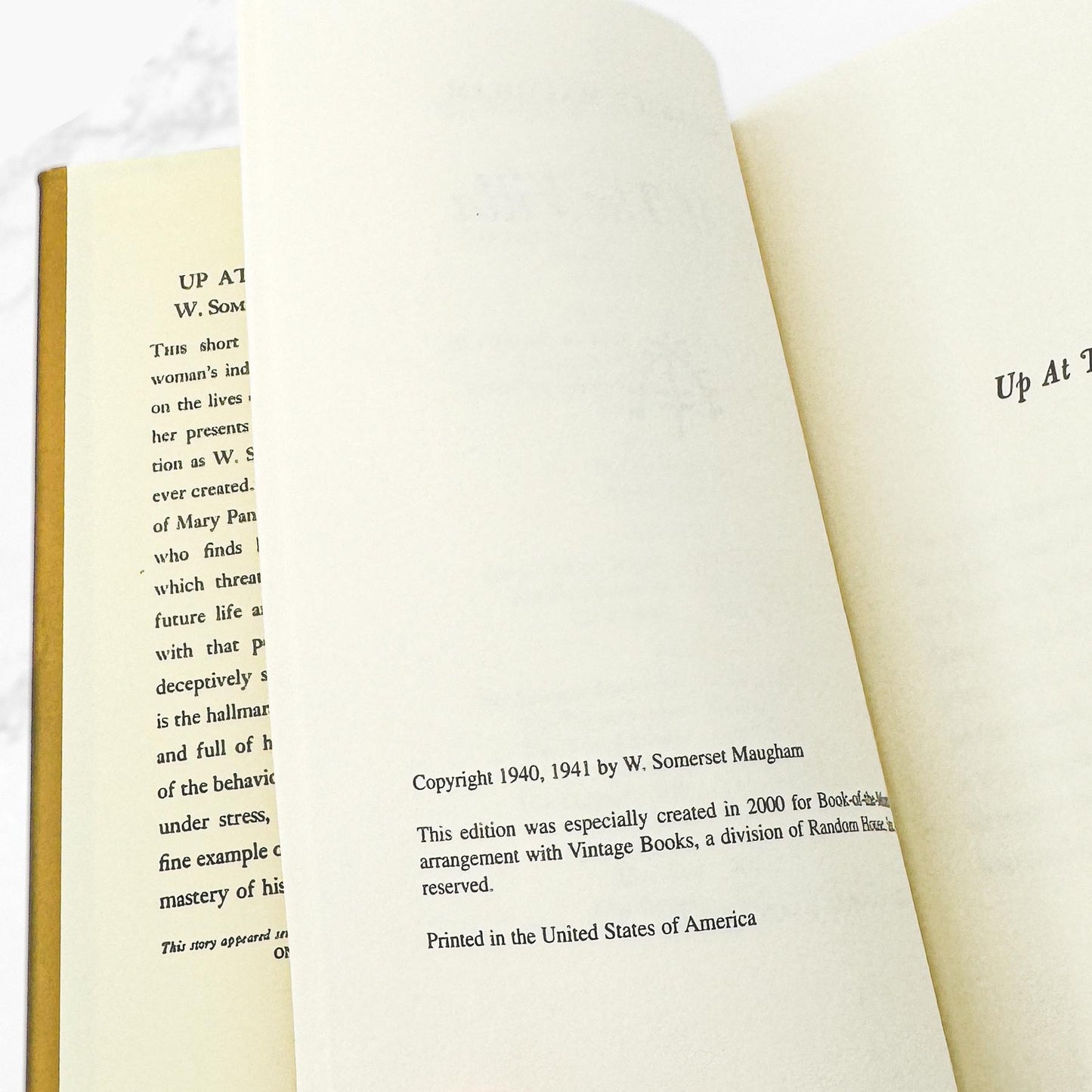 Up At the Villa by W. Somerset Maugham [FIRST EDITION FACSIMILE] • 2000 • Book of the Month