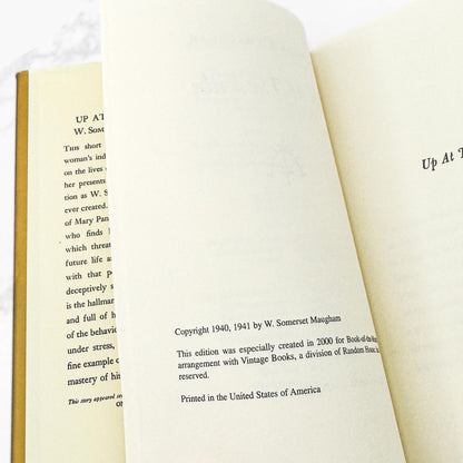 Up At the Villa by W. Somerset Maugham [FIRST EDITION FACSIMILE] • 2000 • Book of the Month