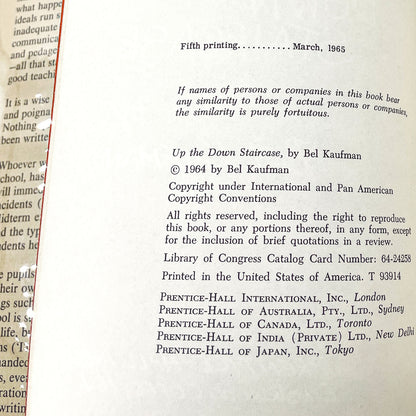 Up the Down Staircase by Bel Kaufman SIGNED! [FIRST EDITION] 1965 • Prentice-Hall
