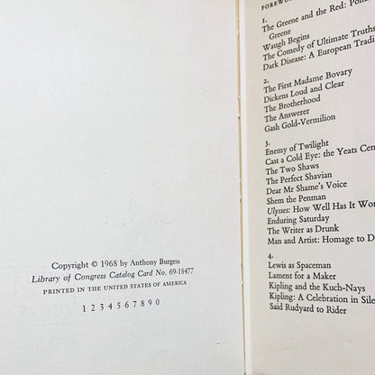 Urgent Copy: Literary Studies by Anthony Burgess [FIRST EDITION • FIRST PRINTING] 1968 • Norton