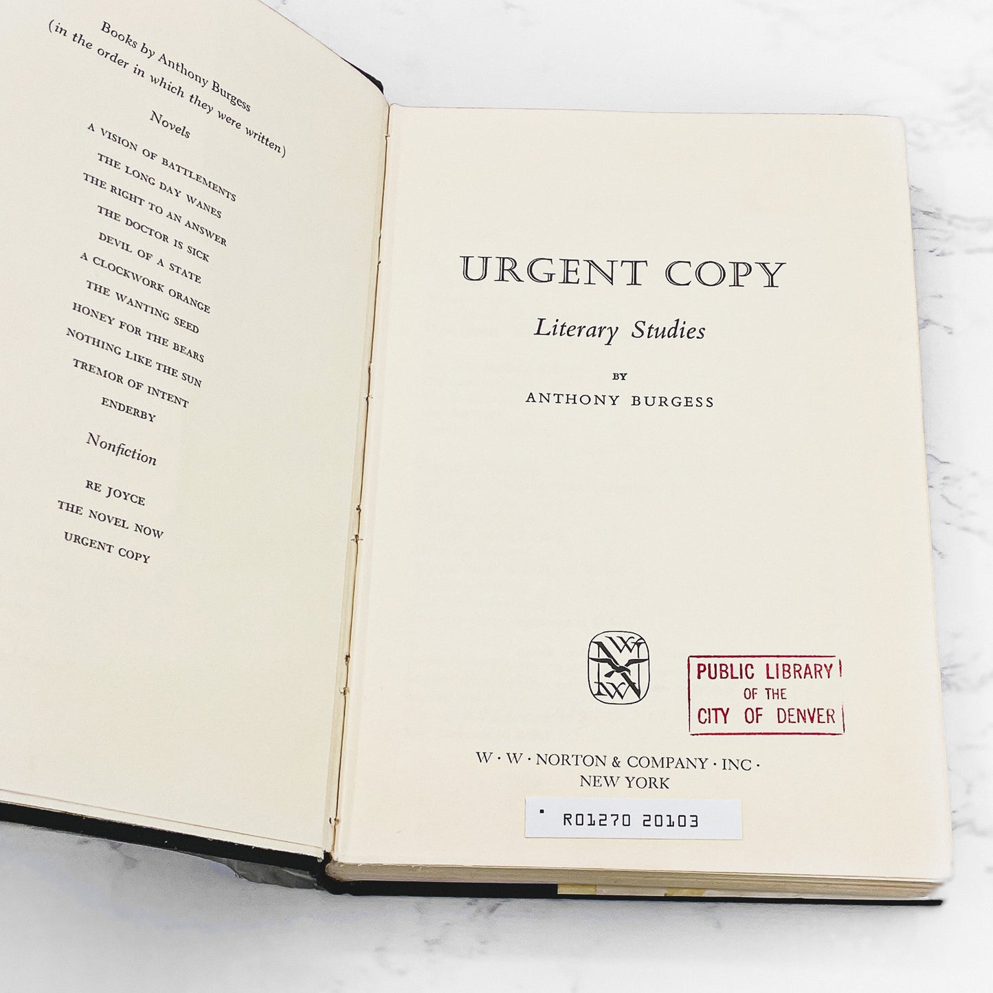 Urgent Copy: Literary Studies by Anthony Burgess [FIRST EDITION • FIRST PRINTING] 1968 • Norton