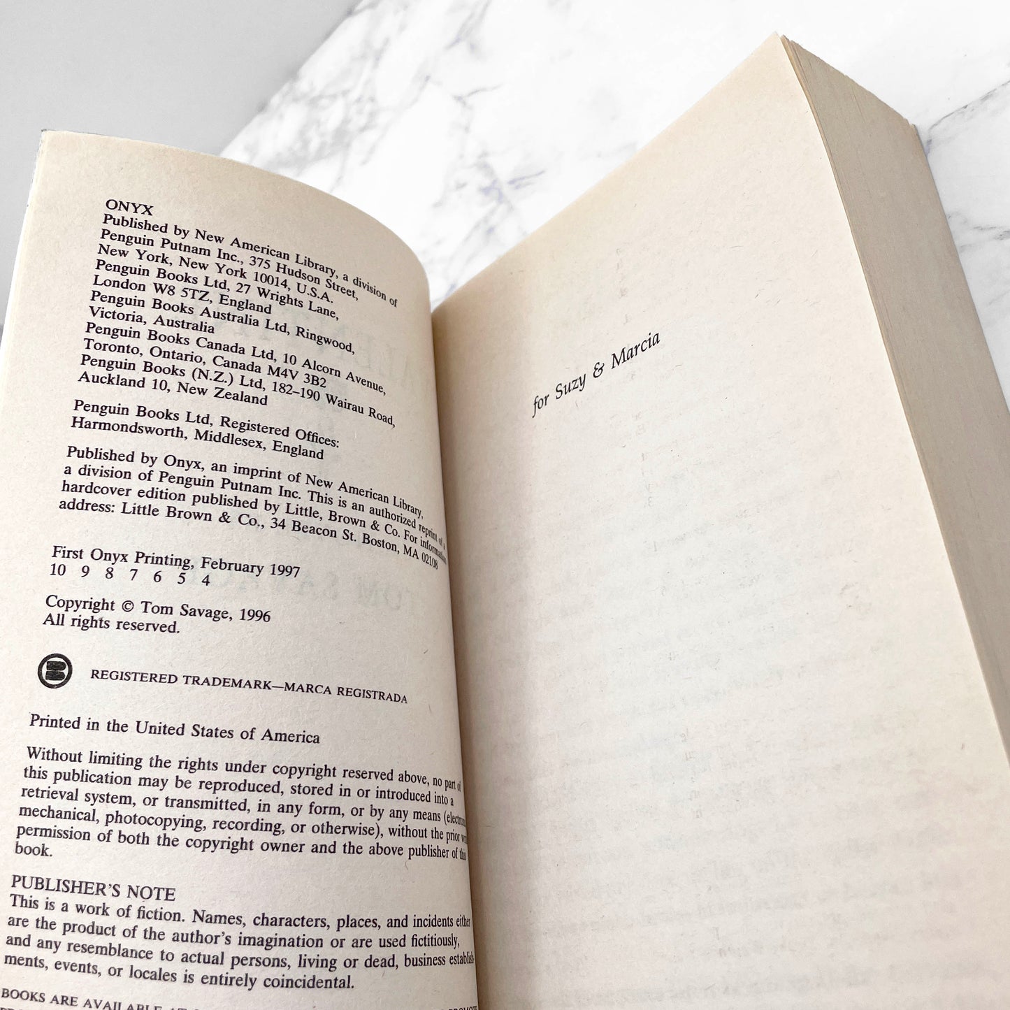 Valentine by Tom Savage [FIRST PAPERBACK EDITION] 1997 • Onyx