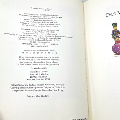 The Velveteen Rabbit by Margery Williams Bianco & illustrated by Michael Hague [HARDCOVER RE-ISSUE] 1983 • Henry Holt & Co.
