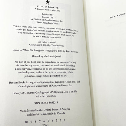 Villa Incognito by Tom Robbins [FIRST EDITION • FIRST PRINTING] 2003 • Bantam