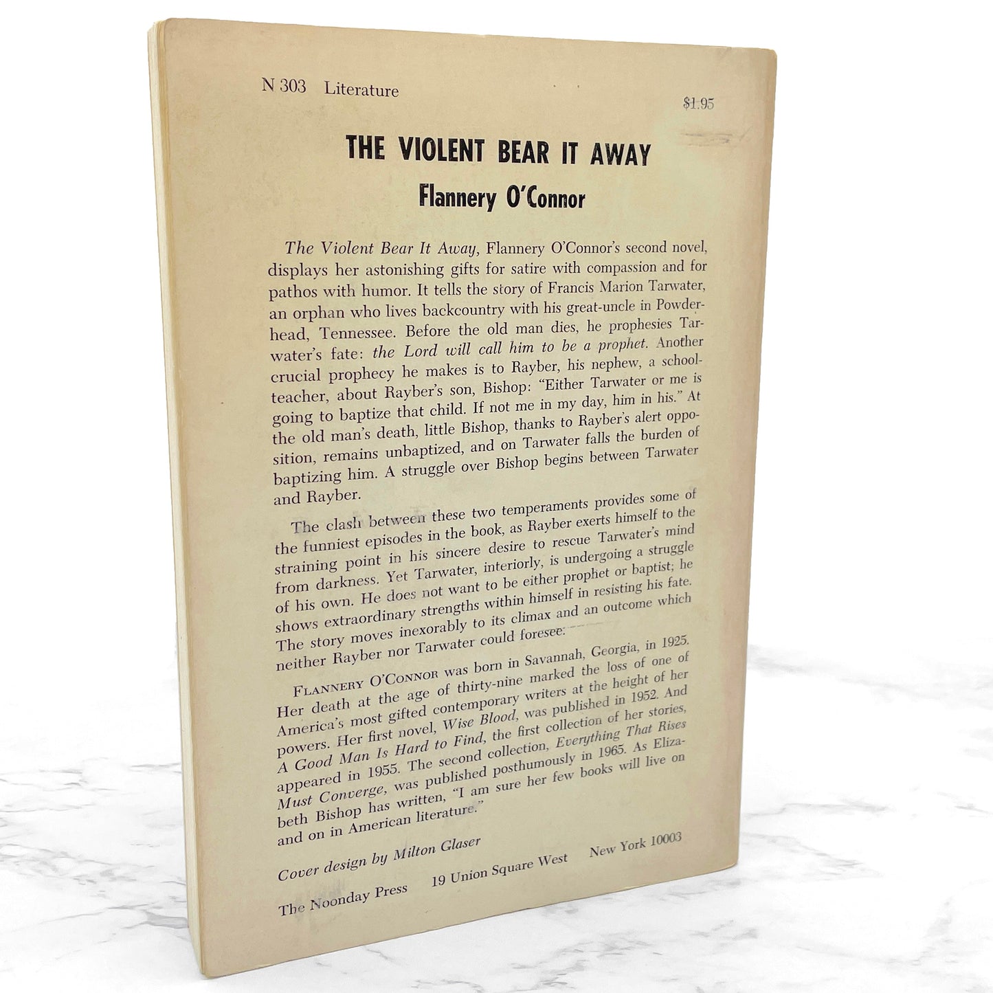 The Violent Bear it Away by Flannery O'Connor [FIRST PAPERBACK PRINTING] 1966 • The Noonday Press
