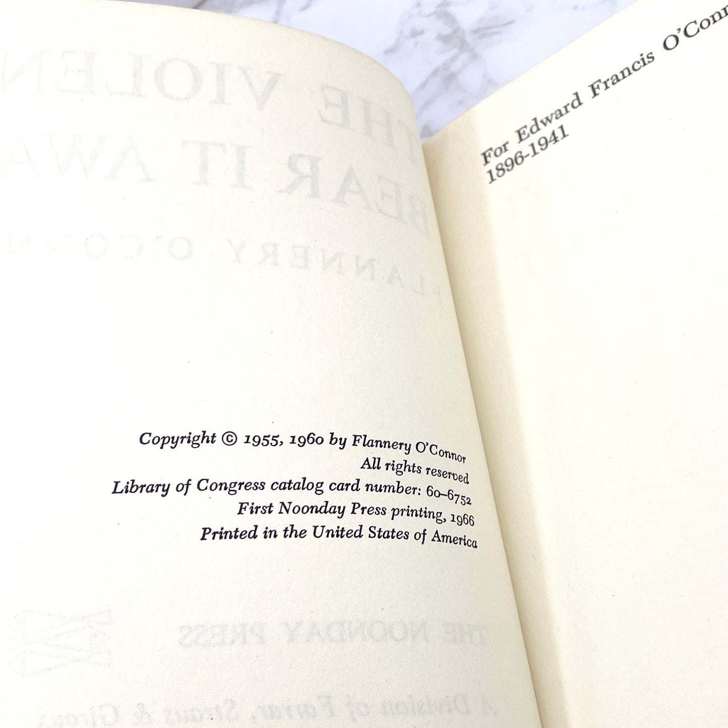 The Violent Bear it Away by Flannery O'Connor [FIRST PAPERBACK PRINTING] 1966 • The Noonday Press