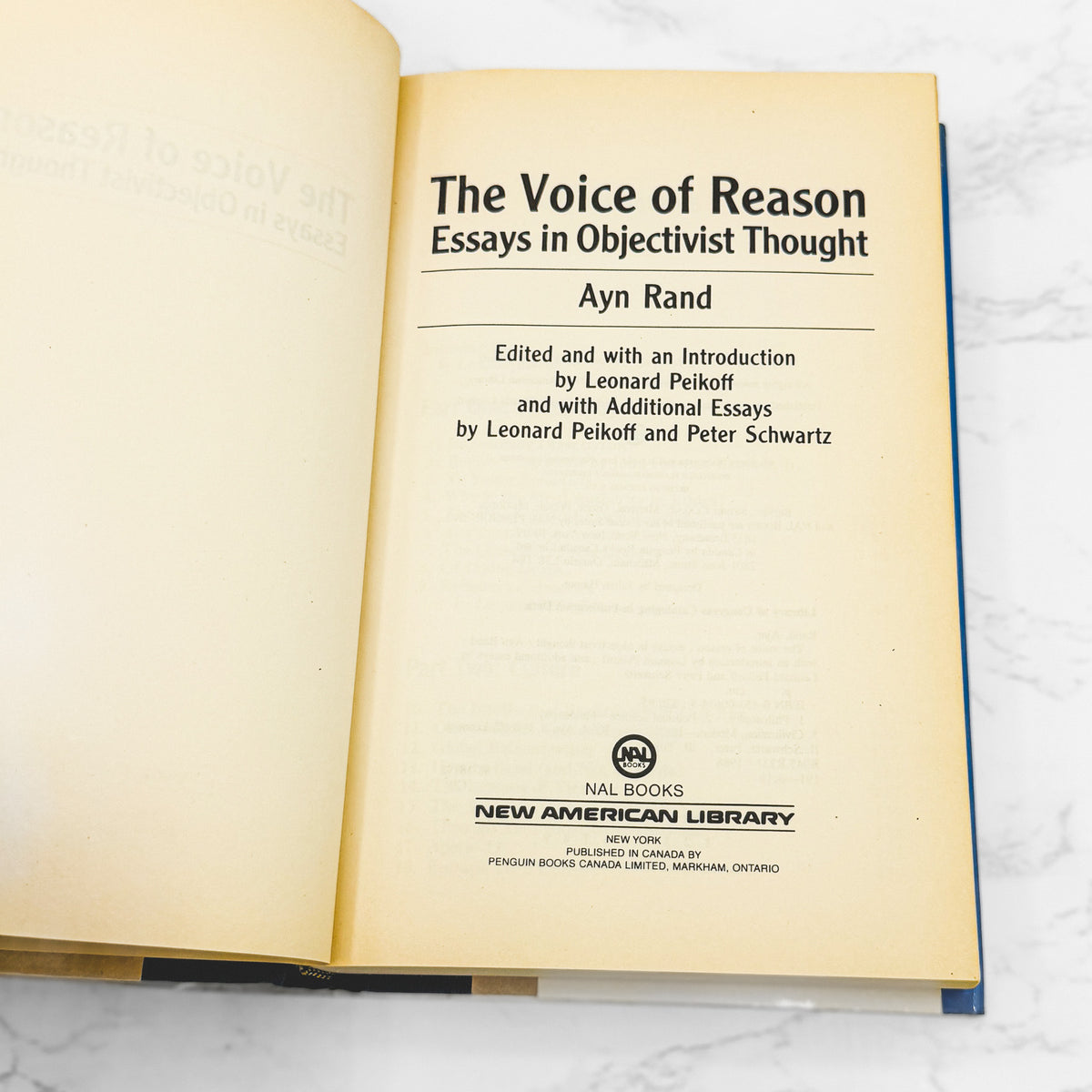 The Voice of Reason: Essays in Objectivist Thought by Ayn Rand [FIRST EDITION • FIRST PRINTING] 1989 • NAL