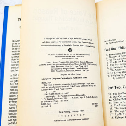 The Voice of Reason: Essays in Objectivist Thought by Ayn Rand [FIRST EDITION • FIRST PRINTING] 1989 • NAL