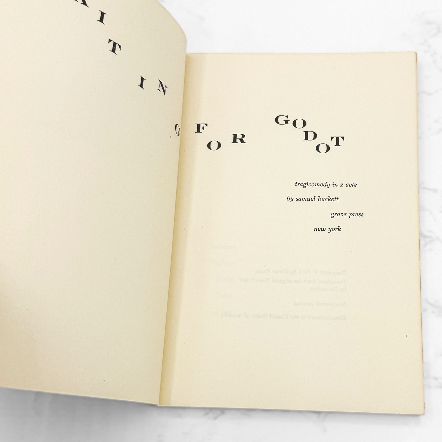 Waiting for Godot by Samuel Beckett [FIRST EDITION] 1954 • 17th Printing • Grove Press