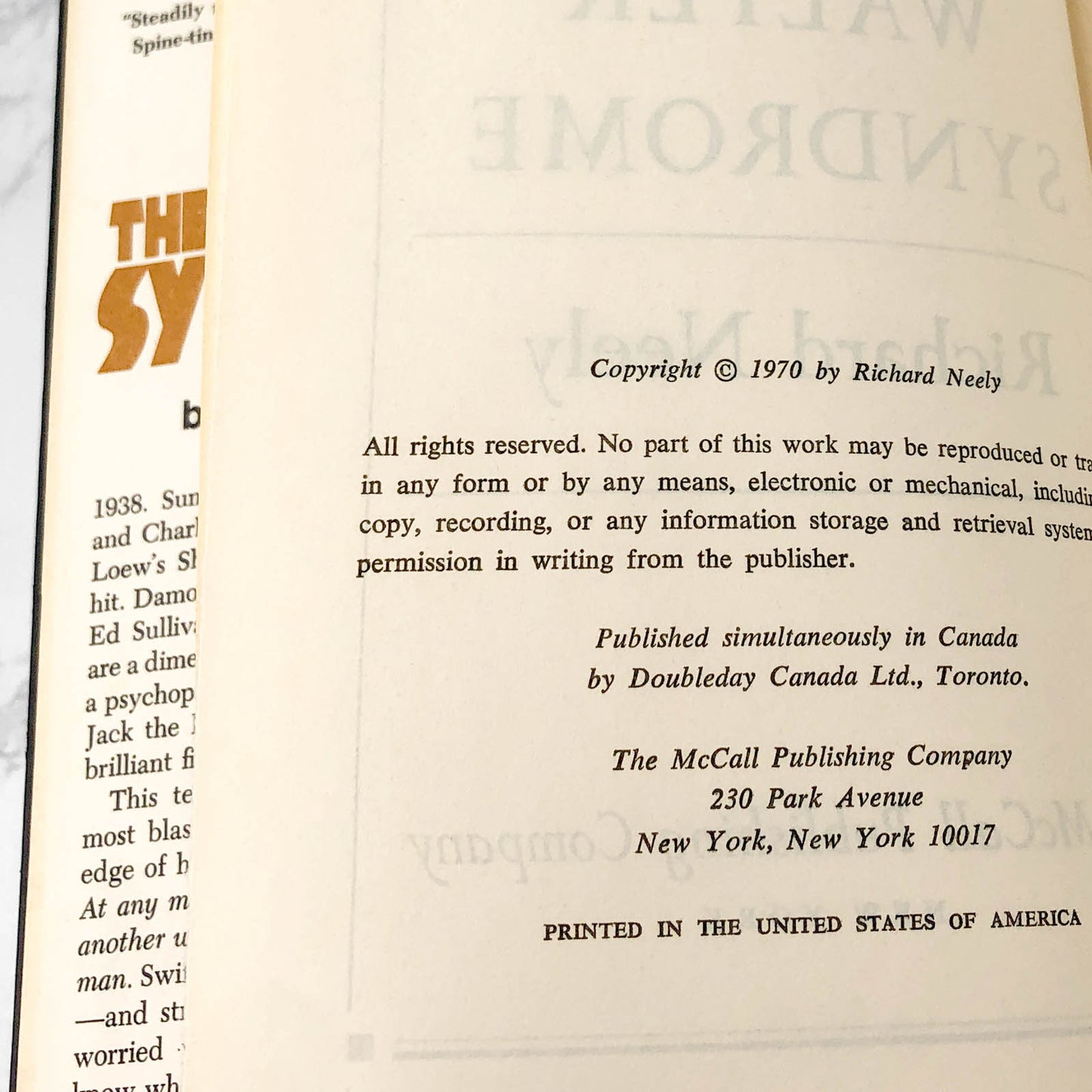 The Walter Syndrome by Richard Neely [1970 HARDCOVER] • McCall Publishing