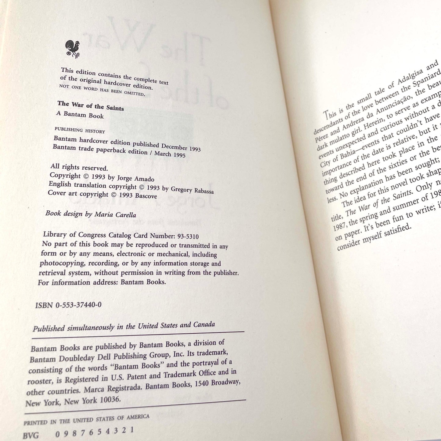 The War of the Saints by Jorge Amado [FIRST U.S. PAPERBACK PRINTING] 1995 • Bantam