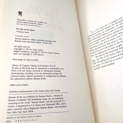 The War of the Saints by Jorge Amado [FIRST U.S. PAPERBACK PRINTING] 1995 • Bantam