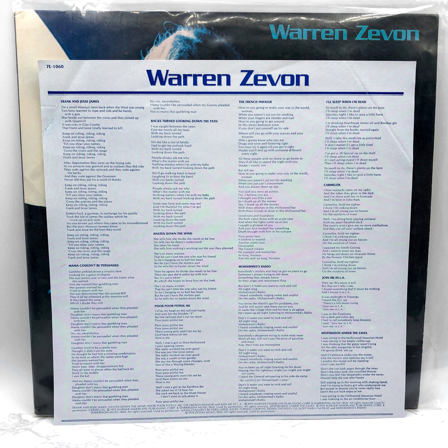 Warren Zevon - Warren Zevon S/T [VINYL LP] 1976 • Asylum Records