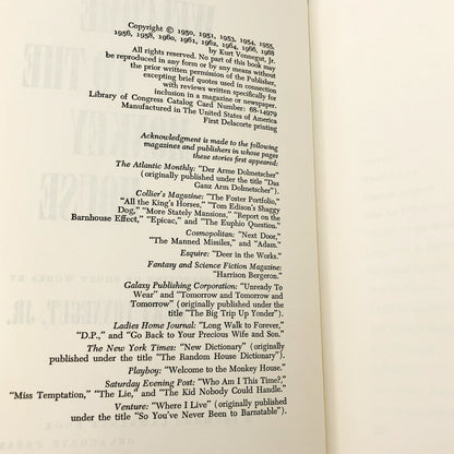 Welcome to the Monkey House by Kurt Vonnegut [FIRST EDITION • FIRST PRINTING] 1968 • Delacorte Press