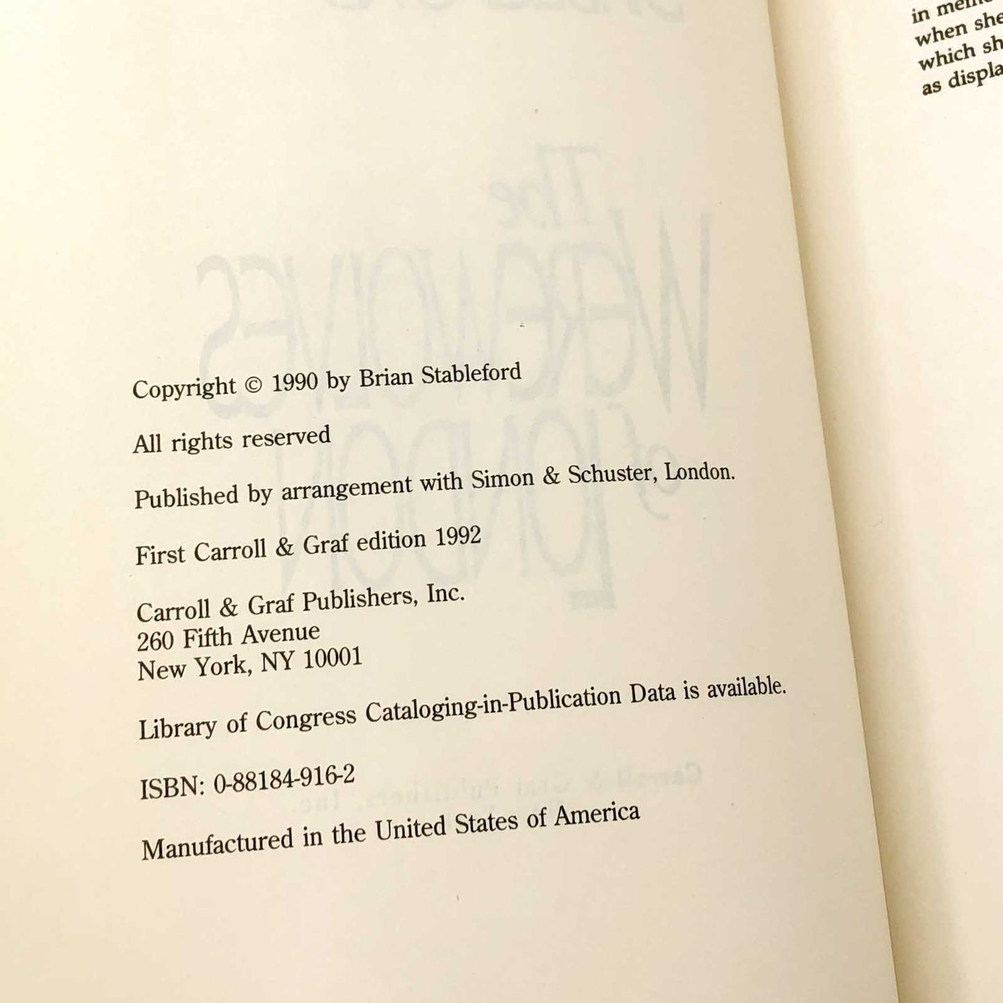 The Werewolves of London by Brian M. Stableford [U.S. FIRST EDITION] • 1992