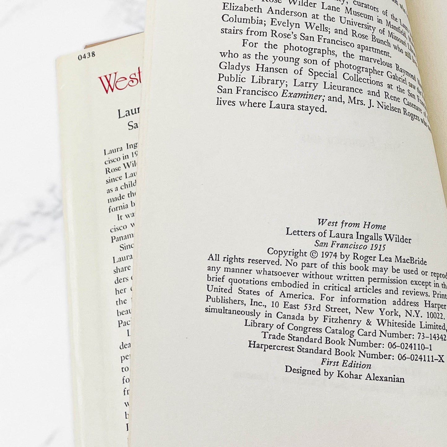 West From Home: Letters of Laura Ingalls Wilder [FIRST EDITION] 1974 • Harper & Row