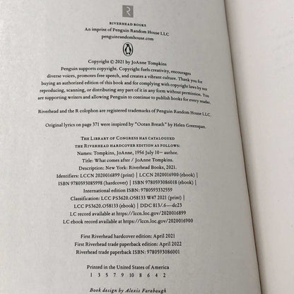 What Comes After by JoAnne Tompkins [TRADE PAPERBACK] 2022 • Riverhead