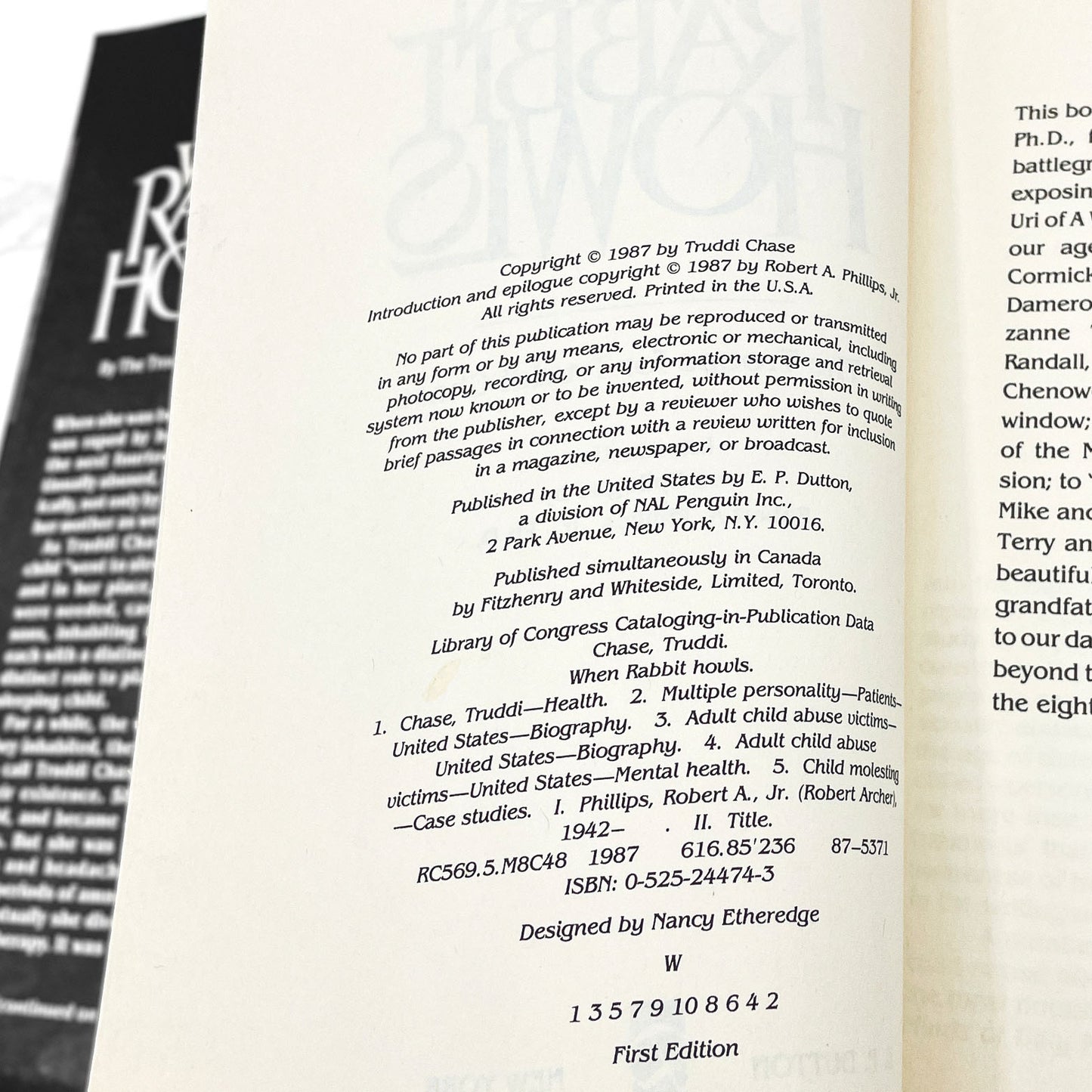 When Rabbit Howls by Truddi Chase [FIRST EDITION] 1987 • E.P. Dutton