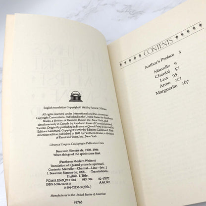 When Things of the Spirit Come First by Simone De Beauvoir [TRADE PAPERBACK] 1982 • Pantheon