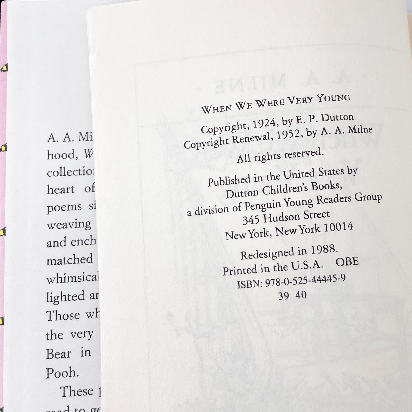When We Were Very Young by A.A. Milne [HARDCOVER RE-ISSUE] 1988 • Dutton Books