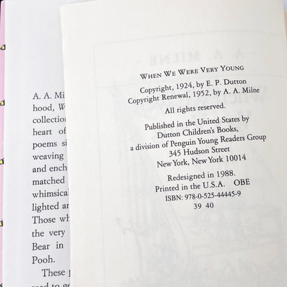 When We Were Very Young by A.A. Milne [HARDCOVER RE-ISSUE] 1988 • Dutton Books