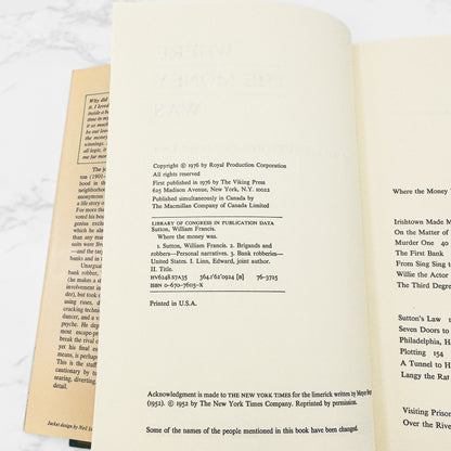 Where the Money Was: The Memoirs of a Bank Robber by Willie Sutton [FIRST EDITION • FIRST PRINTING] 1976 • The Viking Press