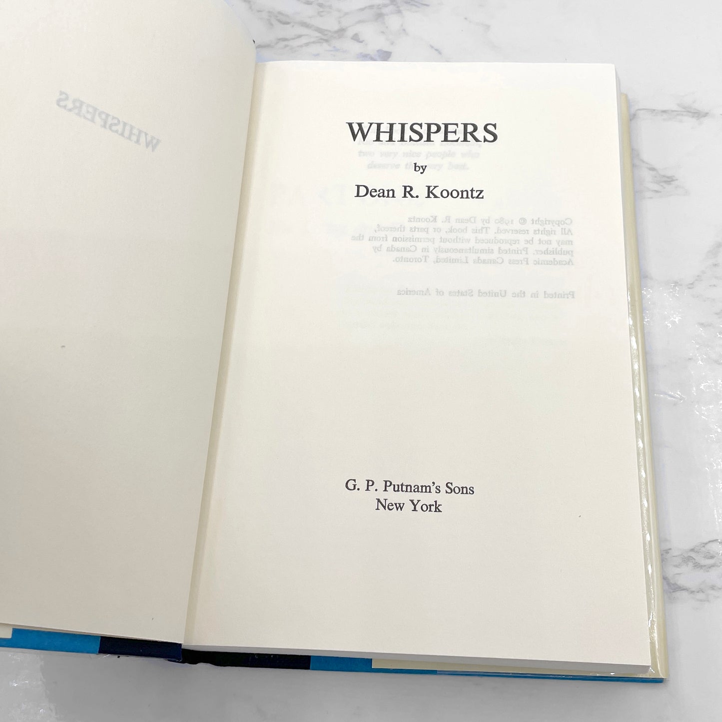 Whispers by Dean Koontz [1980 HARDCOVER] BCE • G.P. Putnam's Sons