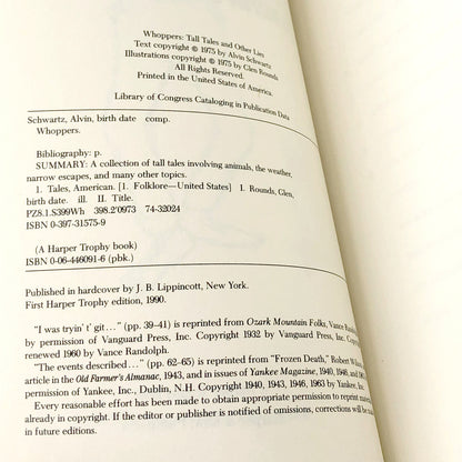 Whoppers: Tall Tales & Other Lies by Alvin Schwartz [TRADE PAPERBACK] 1990