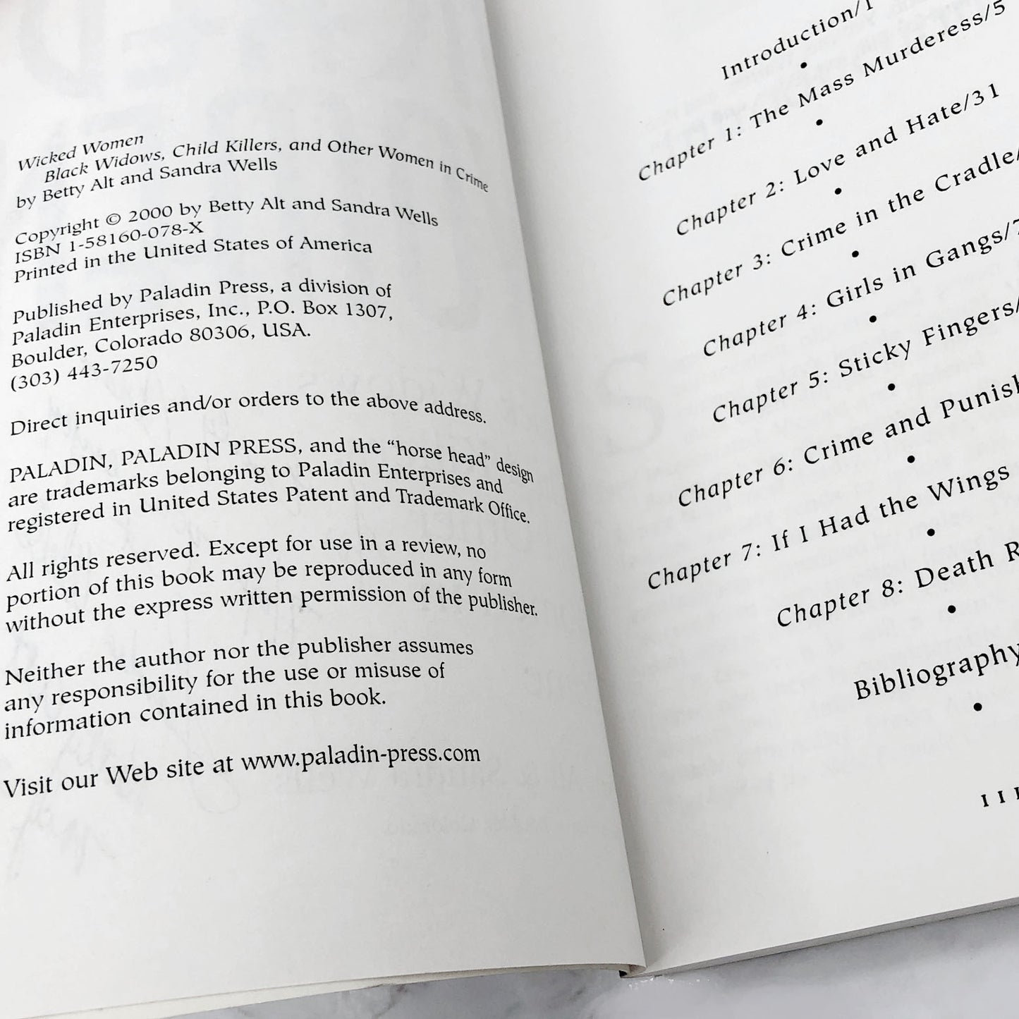 Wicked Women: Black Widows, Child Killers & Other Women In Crime by Betty Sowers Alt & Sandra Wells SIGNED x2 [FIRST EDITION PAPERBACK] 2000 • Paladin